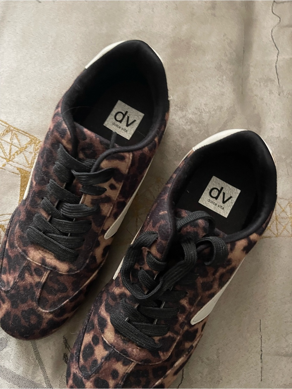 Macy's Leopard-Print Low-Top Sneakers with White Accent - Picture 2 of 6